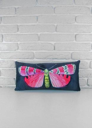 Подушка диванна оксамитова бабочка 50x24 см (52bp_aw004)
