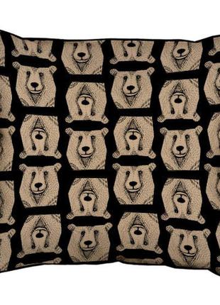 Подушка з мішковини медведи 45x45 см (45phb_tfl012_bl)1 фото