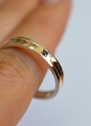 Обручальное серебряное кольцо с золотом1 фото