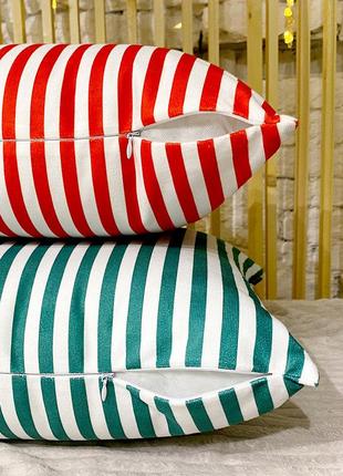 Подушка диванная с бархата бело-красные полосы 45x45 см (45bp_22ng006)