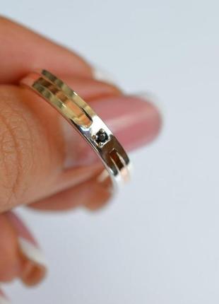 Обручальное серебряное кольцо с золотом3 фото