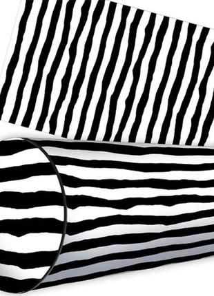 Подушка валик черно-белые полосы 42x18 см (pv_sea001)1 фото