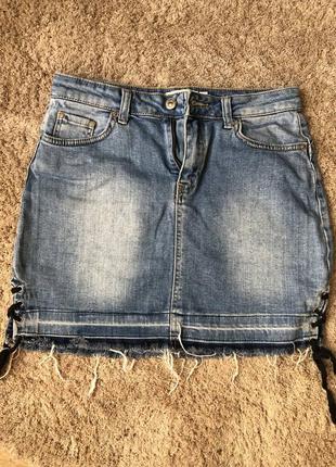 Юбка юбка джинсовая на высокой посадке на завязках