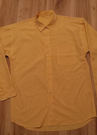 Рубашка чоловіча, сорочка жовта у клітинку