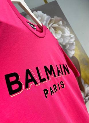 Ярко-рожева малинова футболка balmain2 фото