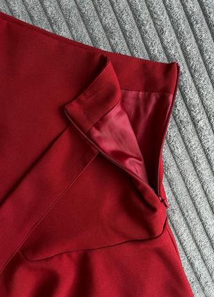 Бордовая юбка шорты с шортами мини длина9 фото
