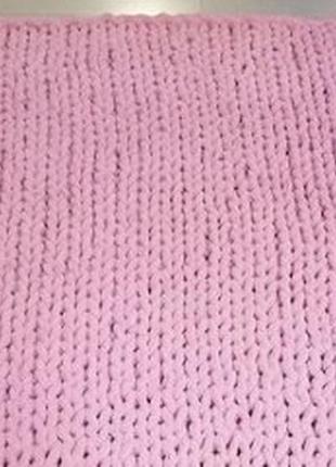 Плед крупной вязки ручной работы homytex 130 * 170 см розовый3 фото