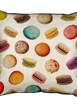 Подушка з мішковини macarons на белом фоне 45x45 см (45phb_swe013_wh)
