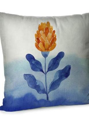 Подушка диванна з оксамиту оранжевый цветок 45x45 см (45bp_aw007)