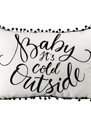 Подушка із мішковини з помпонами baby it`s cold outside 45x32 см (43phbp_19ng002)