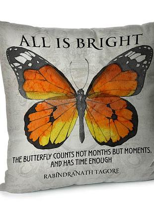 Подушка диванная с бархата all is bright (butterfly) 45x45 см (45bp_flora002)