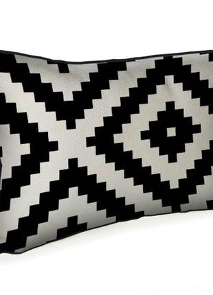 Подушка интерьерная из мешковины чёрно-белый геометрический ромб 45x32 см
