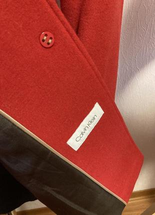 Пальто с кашемиром красное шерстяное  calvin klein  48 50 l xl2 фото