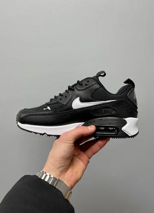 Чоловічі шкіряні кросівки nike air max. колір чорний з білим10 фото