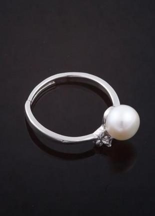 Кільце перлина біла d-7мм без р-н колір металу "срібло"