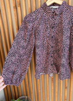 Цветочная рубашка цветочный принту укороченная объемные рукава модная стильная трендовая2 фото