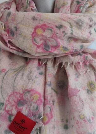 Вовняний шарф erfurt luxury з квітковим принтом7 фото