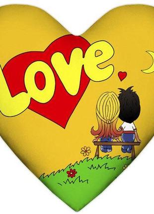 Подушка сердце love, жёлтая 37x37 см (4ps_17lv003)1 фото