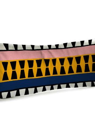 Подушка для дивана бархатная оранжево-розово-синий орнамент 50x24 см (52bp_joy013)