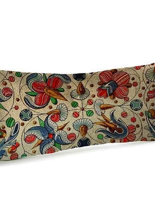 Подушка для дивана бархатная узор с цветов 50x24 см (52bp_era016)