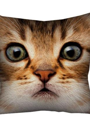 Подушка з принтом габардинова удивленный кот 50x50 (5p_ani015)1 фото