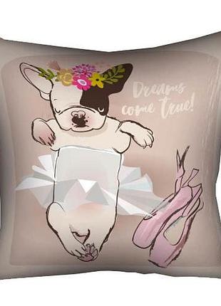 Подушка габардиновая c принтом dreams come true! 30x30 (3p_dog003)