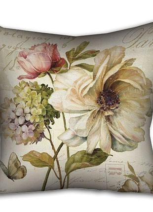 Подушка габардиновая c принтом цветочный винтаж 30x30 (3p_pw043)