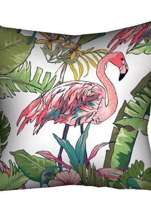 Подушка з принтом габардинова розовый фламинго 50x50 (5p_ex015)