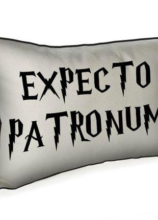 Подушка интерьерная с мешковины expecto patronum белая 45x32 см (43phb_22s002)