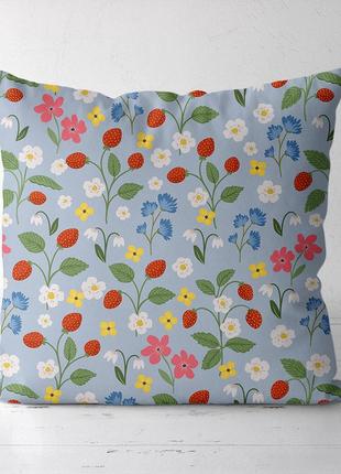 Подушка декоративная soft цветы и земляника 45x45 см (45pst_23m017)