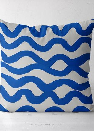 Подушка декоративна soft голубые волнистые линии 45x45 см (45pst_23m009)