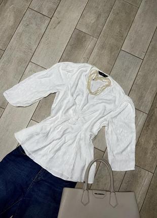 Белая блузка в леопардовый принт(025)