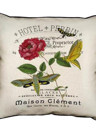 Подушка с мешковины цветок с бабочками 45x45 см (45phb_14m001)