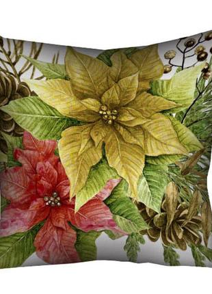 Подушка габардиновая c принтом різдвяна квітка 50x50 (5p_17ng087)
