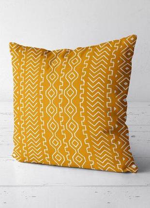 Подушка декоративная soft белый орнамент на желтом фоне 45х45 см (45pst_flora005)