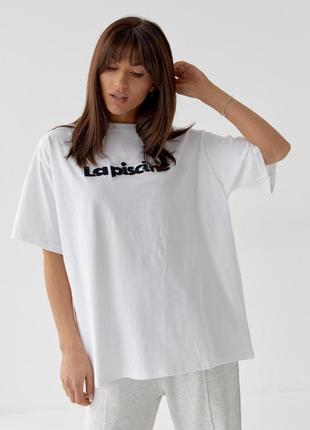 Жіноча футболка з написом la piscine білий2 фото