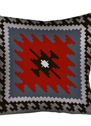 Подушка габардинова з принтом красные элементы 40x40 (4p_fol008)