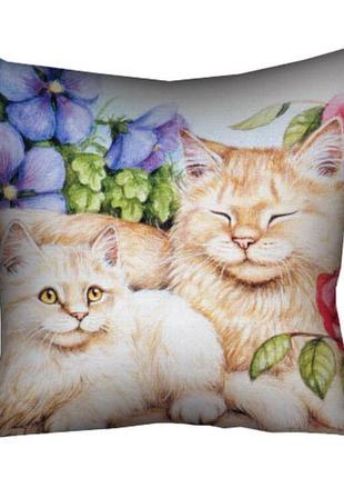 Подушка з принтом габардинова кошка с котёнком 50x50 (5p_14m129)