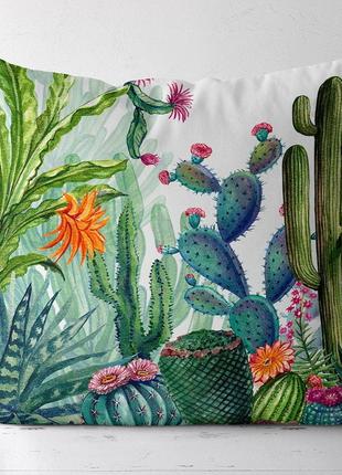 Подушка габардиновая c принтом кактусы 50x50 (5p_ex013)