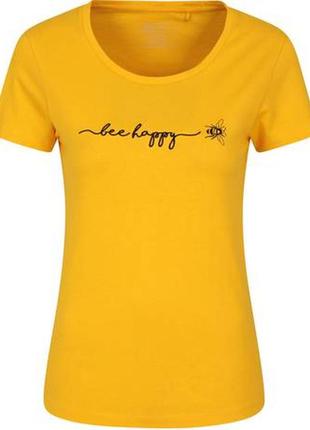 Отличная футболка на лето be happy желтого цвета