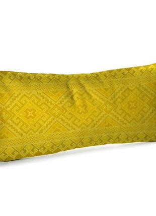 Подушка диванна оксамитова желтый орнамент 50х24 см (52bp_22u005)