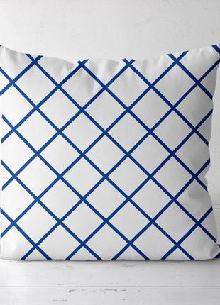 Подушка декоративная soft синяя клетка 45x45 см (45pst_23m014)1 фото