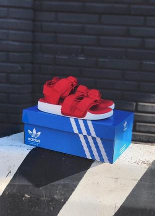 Шикарные женские сандалии adidas в красном цвете (весна-лето-осень)😍4 фото