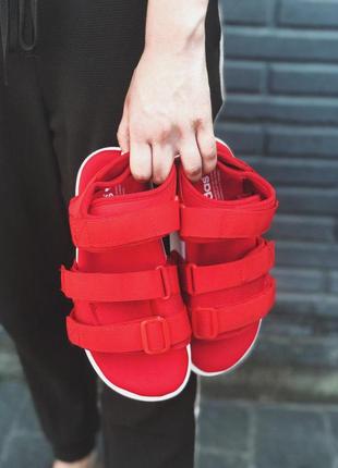 Шикарные женские сандалии adidas в красном цвете (весна-лето-осень)😍6 фото
