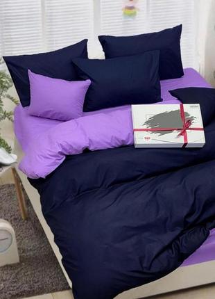 Двуспальный однотонный комплект постельного белья черный сиреневый лиловый бязь голд  люкс виталина