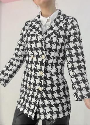 Черно-белый пиджак в гусиную лапку2 фото