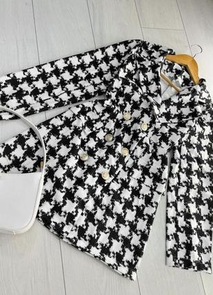 Черно-белый пиджак в гусиную лапку3 фото