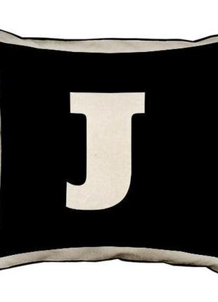 Подушка з мішковини английская буква j 45x45 см (45phb_abc020_wh)