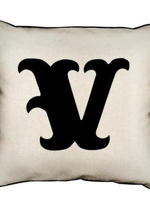 Подушка з мішковини letter v 45x45 см (45phb_abc043_wh)