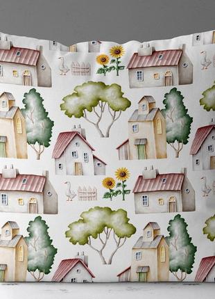 Подушка габардинова з принтом деревня 40x40 (4p_casa047)